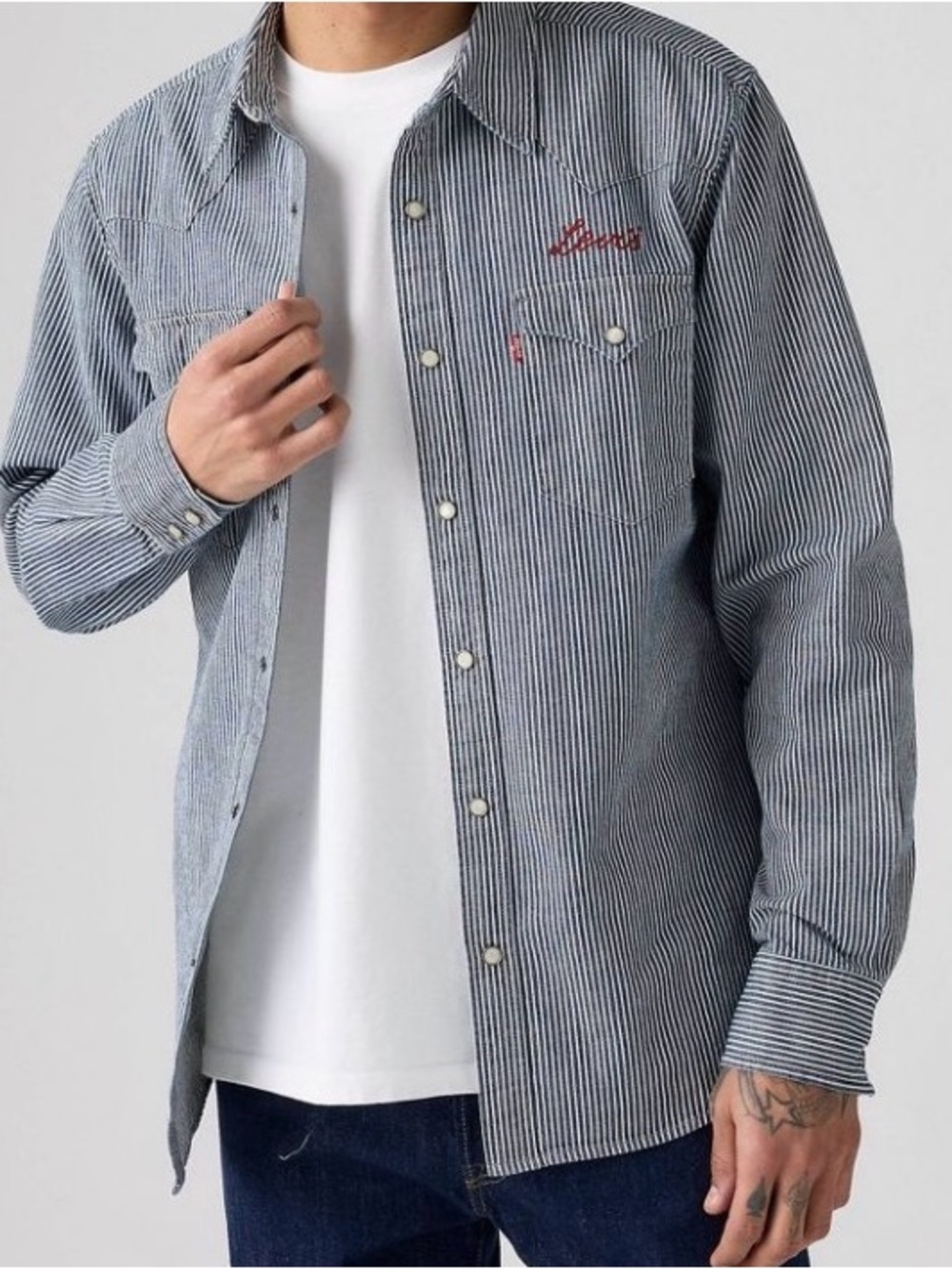 Levi's Men's Stripe Western railroad Shirt